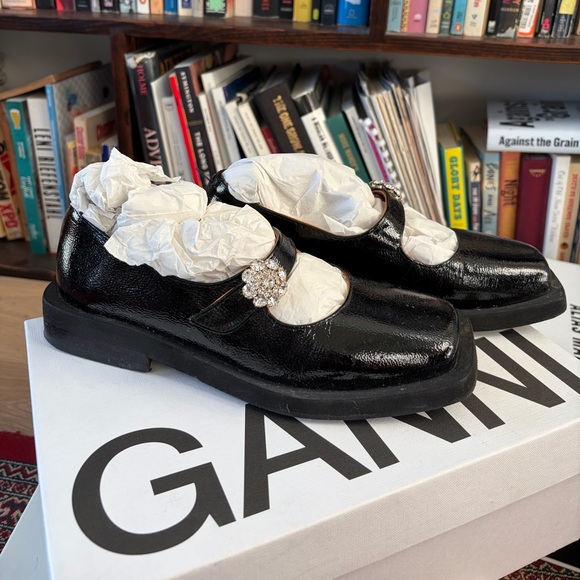 Ganni Mary Jane Flats with Crystal Embellishment - Picture 4 of 13